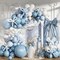 134 PCS Dusty Blue Balloon Arch Kit – Light Blue & White Garland with Clear Balloons for Baby Shower, Gender Reveal & Wedding